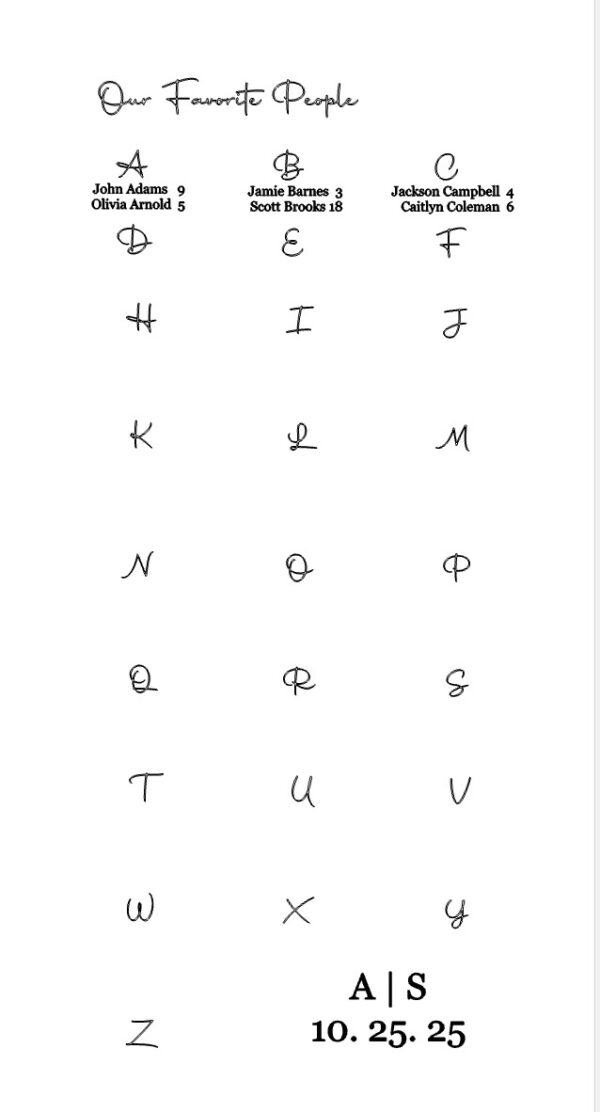Acrylic Seating Chart